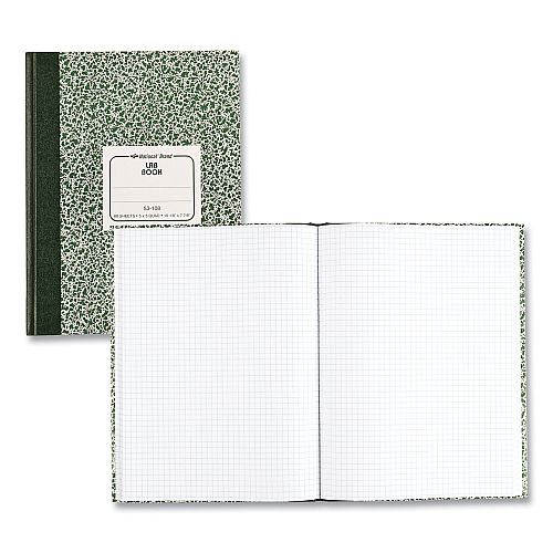 National Paper Composition Lab Notebook, Quadrille Rule, Green Cover, (60) 10.13 x 7.88 Sheets (53108)
