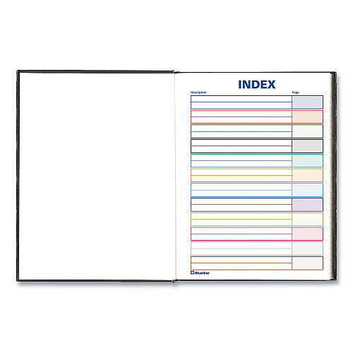 Blueline Business Notebook with Self-Adhesive Labels, 1-Subject, Medium/College Rule, Black Cover, (192) 9.25 x 7.25 Sheets (A9)