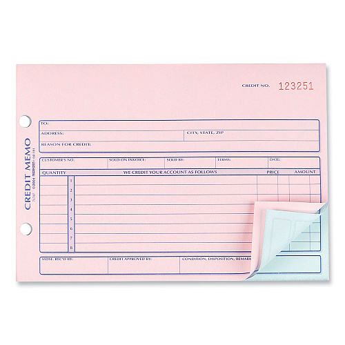 Rediform Credit Memo Book, Three-Part Carbonless, 5.5 x 7.88, 50 Forms Total (7L787)