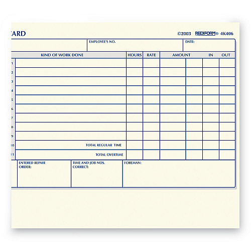 Rediform Daily Employee Time Cards, Two Sides, 4.25 x 7, 100/Pad (4K406)