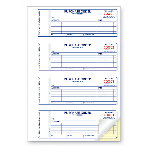 Rediform Purchase Order Book, 5 Lines, Two-Part Carbonless, 7 x 2.75, 4 Forms/Sheet, 400 Forms Total (1L176)