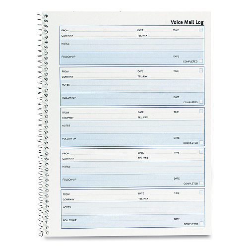 Rediform Follow-up Wirebound Voice Mail Log Book, One-Part (No Copies), 7.5 x 2, 5 Forms/Sheet, 500 Forms Total (51114)