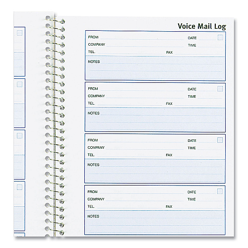 Rediform Detail Wirebound Voice Mail Log Book, One-Part (No Copies), 5 x 1.63, 6 Forms/Sheet, 600 Forms Total (51113)