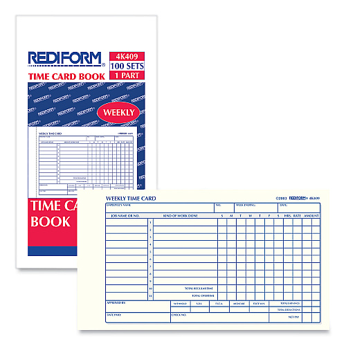 Rediform Weekly Employee Time Cards, One Side, 4.25 x 7, 100/Pad (4K409)