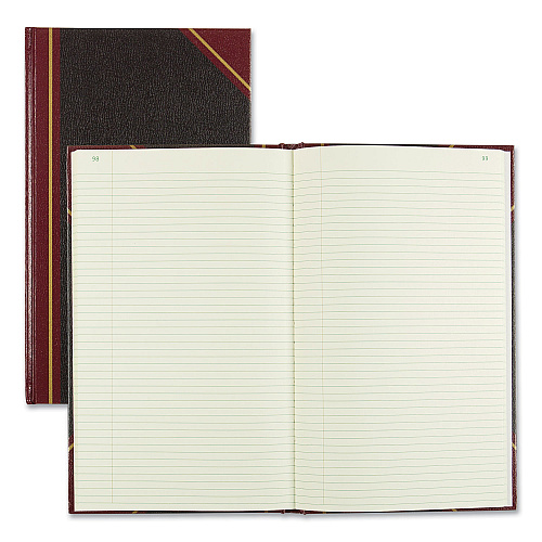 National Paper Texthide Eye-Ease Record Book, Black/Burgundy/Gold Cover, 14.25 x 8.75 Sheets, 300 Sheets/Book (57131)