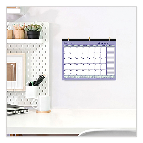 Brownline Monthly Desk Pad Calendar, 3-Hole Punched, 11 x 8.5, White/Blue/Green Sheets, Black Binding, 12-Month (Jan to Dec): 2026 (C181721)