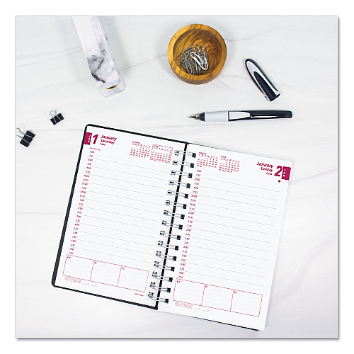 Brownline DuraFlex Daily Planner, 8 x 5, Black Cover, 12-Month (Jan to Dec): 2026 (CB634VBLK)