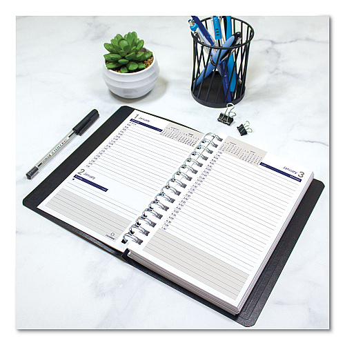Blueline DuraGlobe Daily Planner, 30-Minute Appointments, 8 x 5, Black Soft Cover, 12-Month (Jan to Dec): 2026 (C21021T)