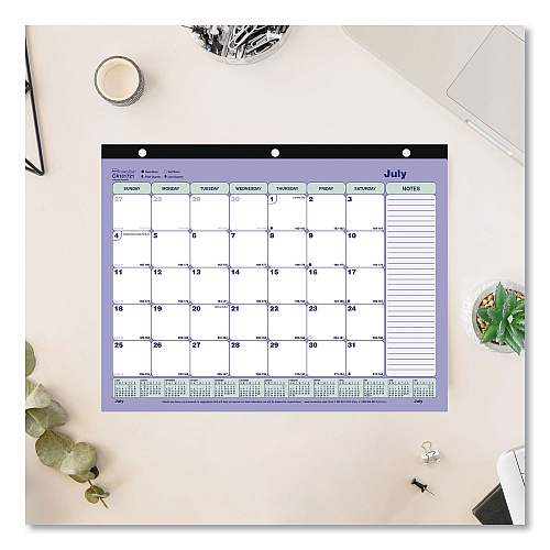 Brownline Academic 13-Month Binder-Insertable Desk Pad Calendar, 11 x 8.5, White/Blue/Green Sheets, 13-Month: July 2025 to July 2026 (CA181721)