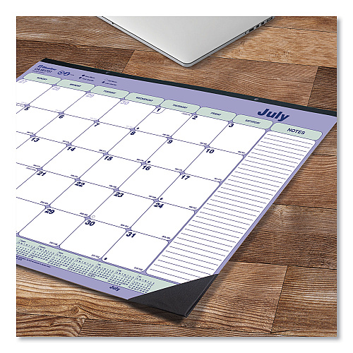Blueline Academic 13-Month Desk Pad Calendar, 21.25 x 16, White/Blue/Green Sheets, Black Headband, 13-Month: July 2025 to July 2026 (CA181731)