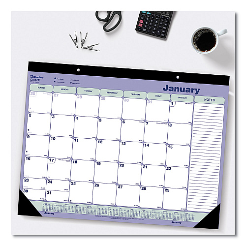 Blueline Monthly Desk Pad Calendar, 21.25 x 16, White/Blue/Green Sheets, Black Binding, Black Corners, 12-Month (Jan to Dec): 2026 (C181731)
