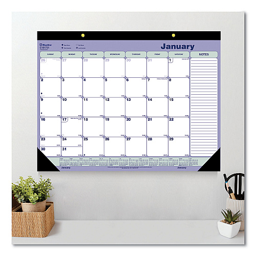 Blueline Monthly Desk Pad Calendar, 21.25 x 16, White/Blue/Green Sheets, Black Binding, Black Corners, 12-Month (Jan to Dec): 2026 (C181731)