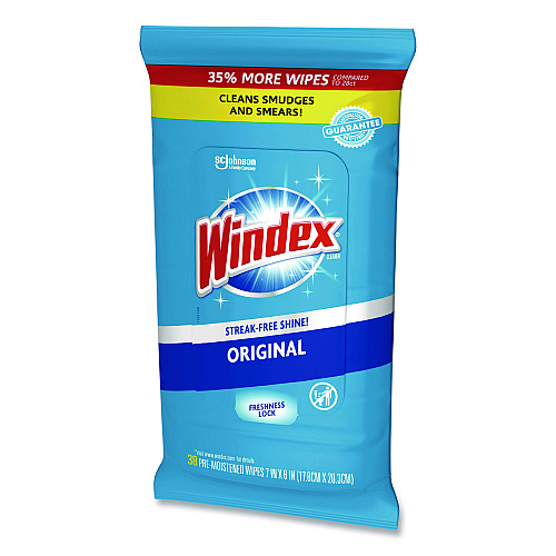 Windex&reg; Glass and Surface Wet Wipe, 7"x 8", 38 Wipe Pack (319251)