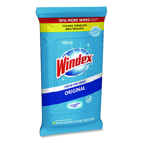 Windex&reg; Glass and Surface Wet Wipe, 7"x 8", 38 Wipe Pack (319251)