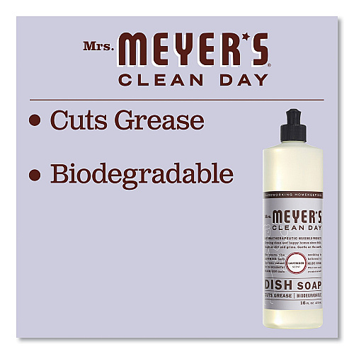 Mrs. Meyer's Dish Soap, Lavender Scent, 16 oz Bottle (347634EA)