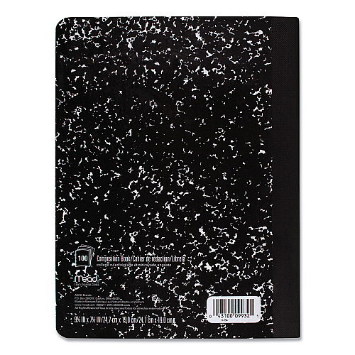 Mead Square Deal Composition Book, 3-Subject, Wide/Legal Rule, Black Cover, (100) 9.75 x 7.5 Sheets, 12/Pack (72936)