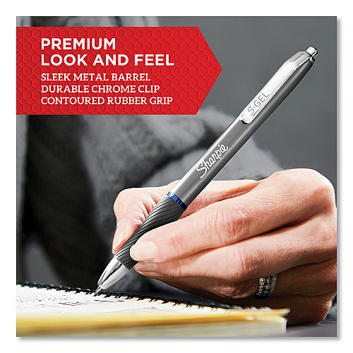 Sharpie S-Gel Premium Metal Barrel Gel Pen, Retractable, Medium 0.7 mm, Black Ink, Gun Metal Gray Barrel, Dozen (2147528)