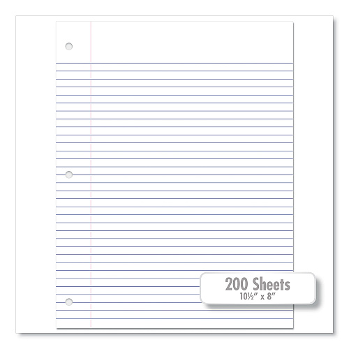 Mead Filler Paper, 3-Hole, 8.5 x 11, College Rule, 200/Pack (17208)