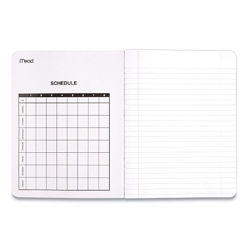 Mead Square Deal Composition Book, 3-Subject, Wide/Legal Rule, Black Cover, (100) 9.75 x 7.5 Sheets, 12/Pack (72936)