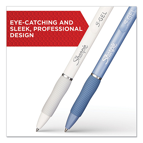 Sharpie S-Gel Fashion Barrel Gel Pen, Retractable, Medium 0.7 mm, Black Ink, Frost Blue Barrel, Dozen (2126232)