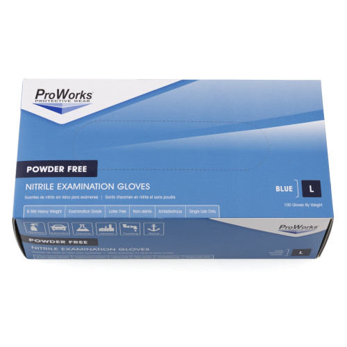 Safety Zone Nitrile Powder Free 7 Mil Exam Gloves - Blue, Lrg - Box Of 100 (GL-NB107FL)