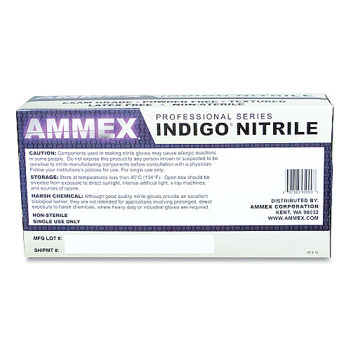 AMMEX Professional Nitrile Exam Gloves, Powder-Free, 3 mil, Medium, Indigo, 100/Box (AINPF44100)