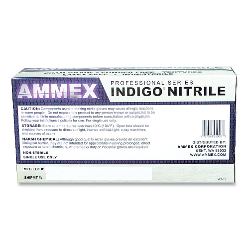 AMMEX Professional Nitrile Exam Gloves, Powder-Free, 3 mil, X-Large, Indigo, 100/Box (AINPF48100)