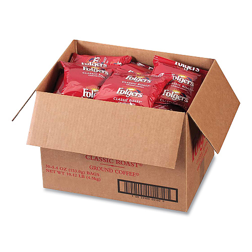 Folgers Classic Roast Coffee Fraction Packs, 5.4 oz, 30/Carton (44108)