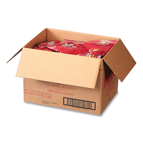 Folgers Classic Roast Coffee Fraction Packs, 2.7 oz, 50/Carton (44136)