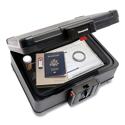 Honeywell Fire and Waterproof Safe Chest with Carry Handle, 16 x 12.6 x 6.6, Black (1533)