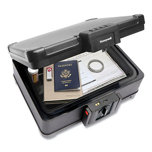 Honeywell Fire and Waterproof Safe with Touchpad Lock, 15.9 x 13.1 x 6.7, 0.24 cu ft, Black (1553)