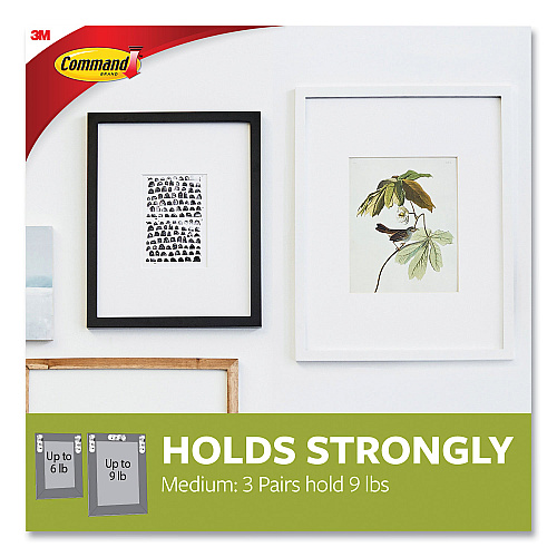 Command Picture Hanging Strips, Removable, Holds Up to 3 lbs per Pair, Medium, 0.63 x 2.75, White, 22 Pairs/Pack (1720422)
