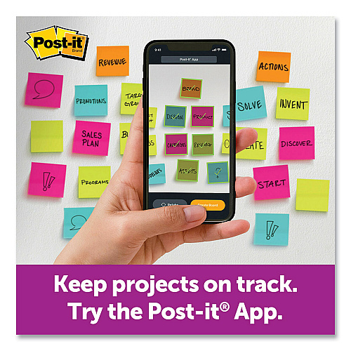 Post-it Recycled Notes in Wanderlust Pastels Collection Colors, 3" x 3", 65 Sheets/Pad, 6 Pads/Pack (70005132637)