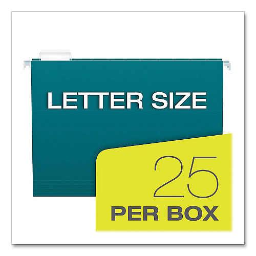 Pendaflex Recycled Hanging File Folders, Letter Size, 1/5-Cut Tabs, Assorted Colors, 25/Box (81667)