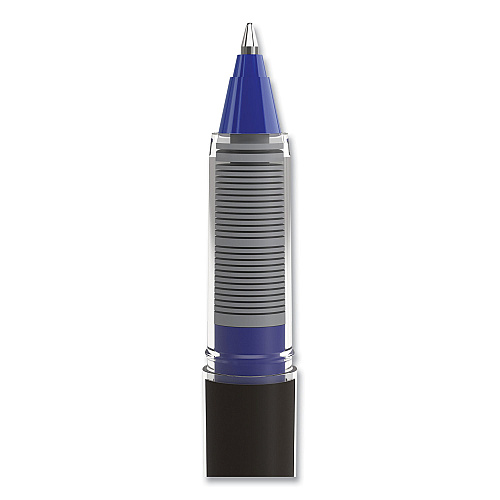 TRU RED Roller Ball Pen, Stick, Fine 0.5 mm, Blue Ink, Black/Blue/Clear Barrel, 3/Pack (57320)