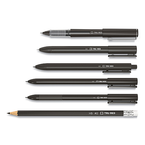 TRU RED Roller Ball Pen, Stick, Fine 0.5 mm, Assorted Ink and Barrel Colors, 3/Pack (58251)