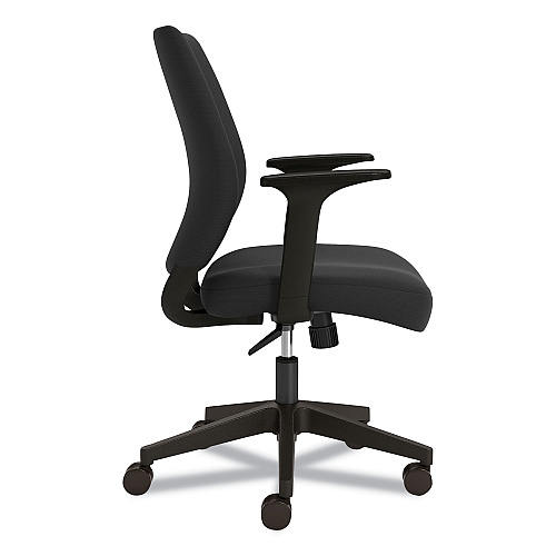 Union & Scale Essentials Fabric Task Chair with Arms, Supports Up to 275 lb, Black Seat/Back, Black Base (59380)
