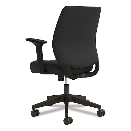 Union & Scale Essentials Fabric Task Chair with Arms, Supports Up to 275 lb, Black Seat/Back, Black Base (59380)