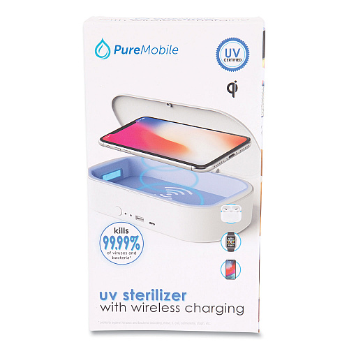 Vivitar PureMobile Wireless Charger and Sanitizer, USB-B, USB-C Ports, White (VPUR1010)