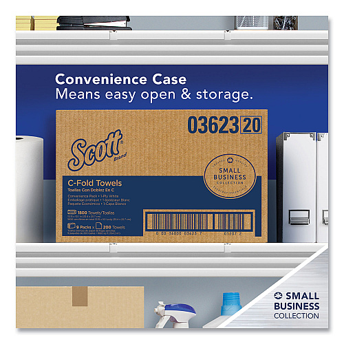 Scott&reg; Essential C-Fold Paper Towels, 1-Ply, White, 1800 Towels (03623)