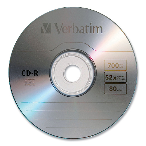 Verbatim CD-R Recordable Disc, 700 MB/80 min, 52x, Slim Jewel Case, Silver, 10/Pack (94935)
