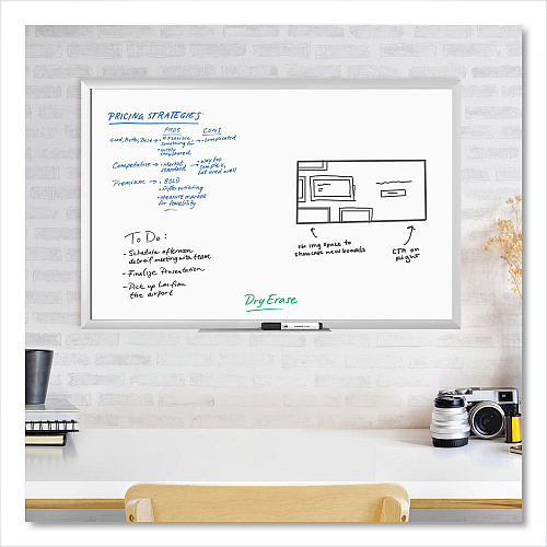 U Brands Melamine Dry Erase Board, 35 x 23, White Surface, Silver Frame (031U0001)