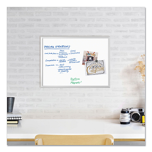 U Brands Magnetic Dry Erase Board with Aluminum Frame, 23 x 17, White Surface, Silver Frame (070U0001)