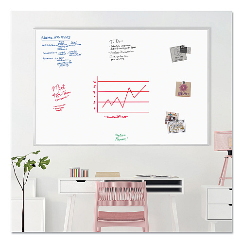 U Brands Magnetic Dry Erase Board with Aluminum Frame, 70 x 47, White Surface, Silver Frame (073U0001)