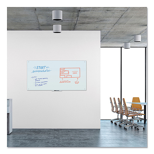 U Brands Glass Dry Erase Board, 70 x 35, White Surface (123U0001)