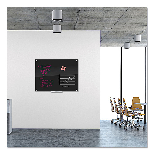 U Brands Glass Dry Erase Board, 47 x 35, Black Surface (171U0001)