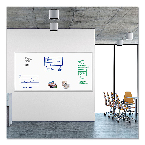 U Brands Magnetic Dry Erase Board with Aluminum Frame, 95 x 47, White Surface, Silver Frame (2891U0001)