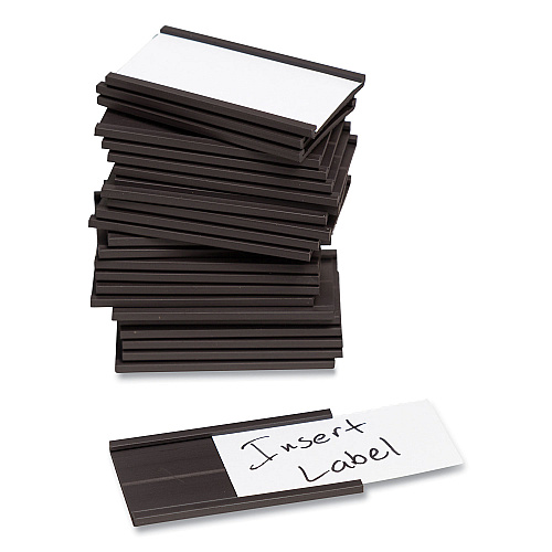 U Brands Magnetic Card Holders, 2 x 1, Black, 25/Pack (FM1310)