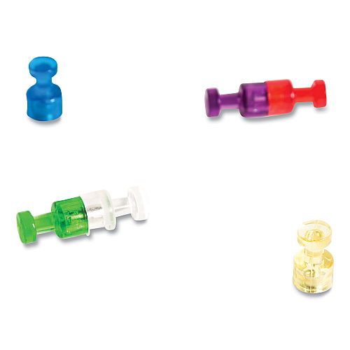 U Brands Magnetic Push Pins, Assorted Colors, 0.75" Diameter, 6/Pack (IM356601)