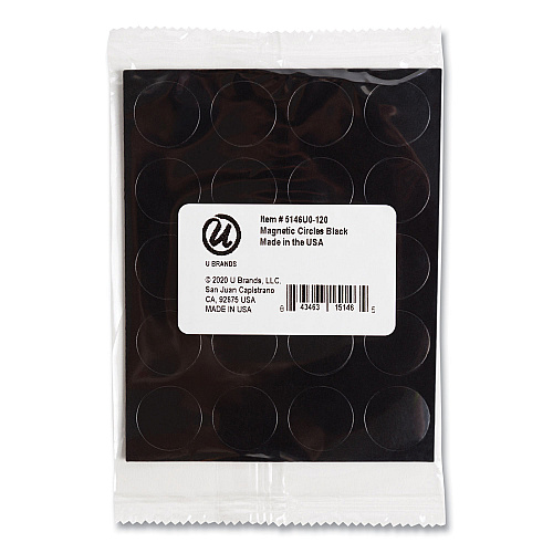 U Brands Heavy-Duty Board Magnets, Circles, Black, 0.75" Diameter, 20/Pack (FM1605)